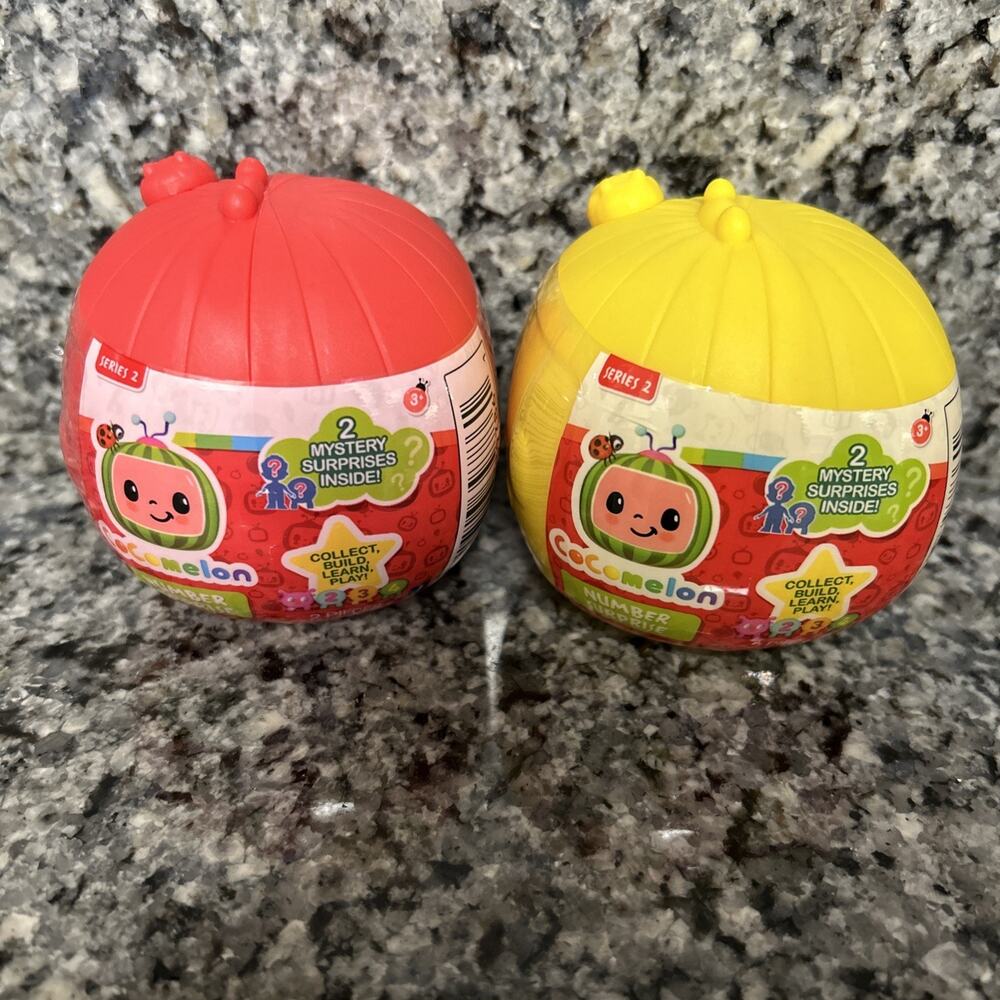 (2) Cocomelon Number Surprise Mystery Ball - Red Yellow - NEW